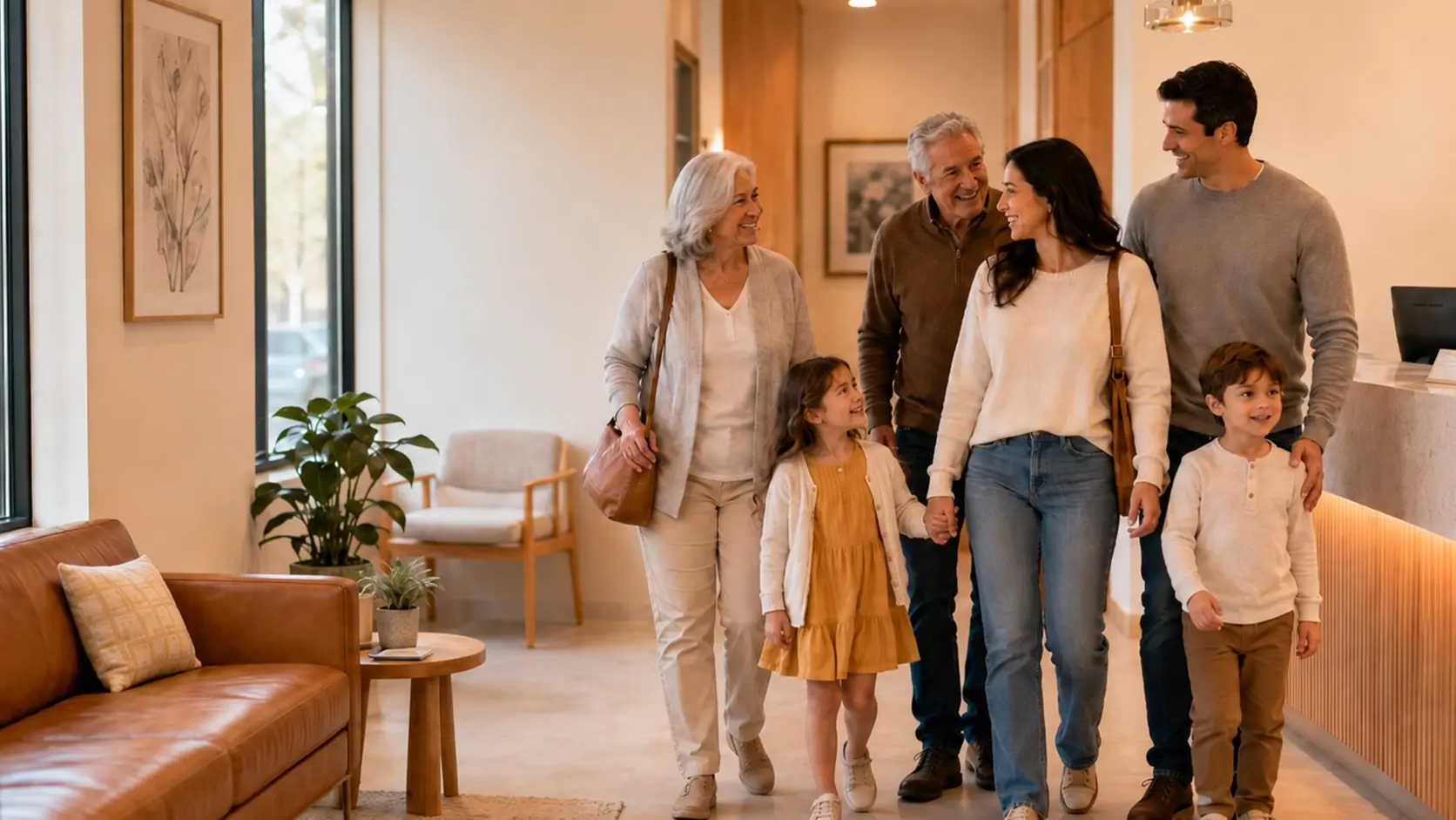 Multigenerational family visiting GT Family Dentistry for family dental care in Carrollton, TX
